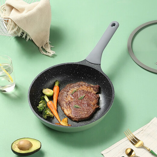 Cooking Emperor Maifan stone color non-stick pan wok frying pan soup pot milk pot kitchen utensil set wok cooking pot gas induction cooker universal four-piece set (wok + frying pan + soup pot + milk pot)