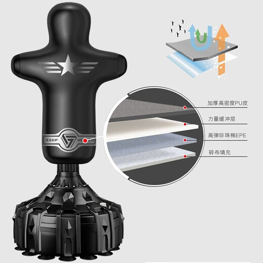 Aibeijian Boxing Sandbag Vertical Aspiration Tup Tupbler Sandbag Sanda Muay Thai Training Arts Martial Fighting Fitness Equipment Ménage 1.7 Forme noire [Absorption de choc en caoutchouc Small Diamond Barrel]
