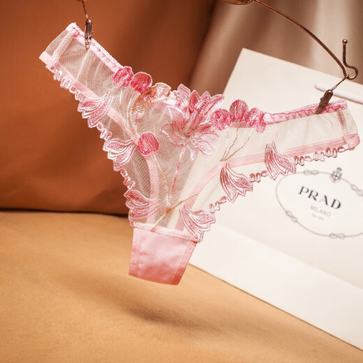 T-string female sexy lace seamless temptation underwear low waist fully transparent summer pure cotton crotch one size 80120 red