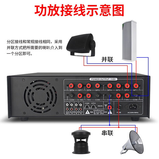 Shenbao SABO fixed voltage amplifier high power 2000w merged professional engineering conference Bluetooth recording 8-zone fever level 1000w campus broadcasting power system amplifier [PA-2000U] 2000w merged fixed voltage amplifier