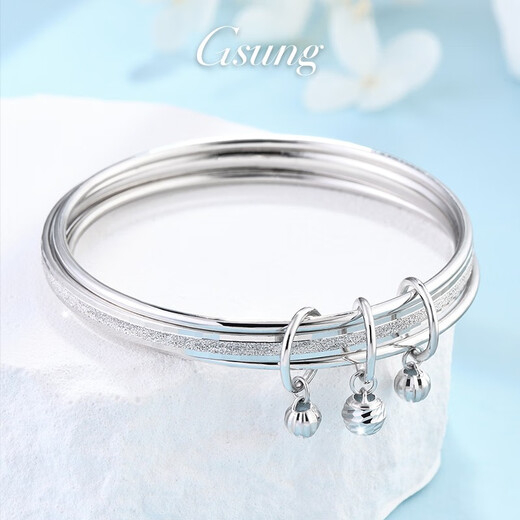 GsunG platinum bracelet for women, PT950, three-ring platinum bracelet for women, stylish and shiny. Priced by the gram. Contact us before bidding.