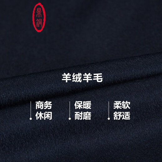 鼎铜羊绒夹克男中年短款翻领羊毛冬季外套商务休闲领导干部呢子男士 藏青色 88.4%羊毛11.6%羊绒 170