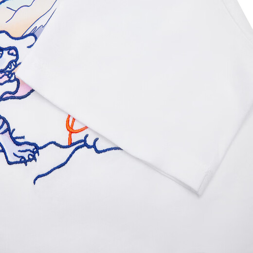 
Kenzo Takada (KENZO) Girls White Cotton Tiger Embroidered Round Neck Short Sleeve T-shirt K15620 10P 8A Gift
