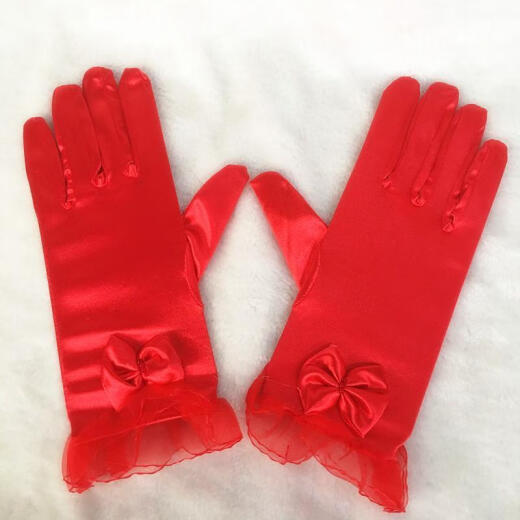 Xi Ning 2020 Bridal Wedding Gloves Lace Red White Wedding Gloves Wedding Gloves Short Long Satin Gloves Red Gloves Lace (Short Style)