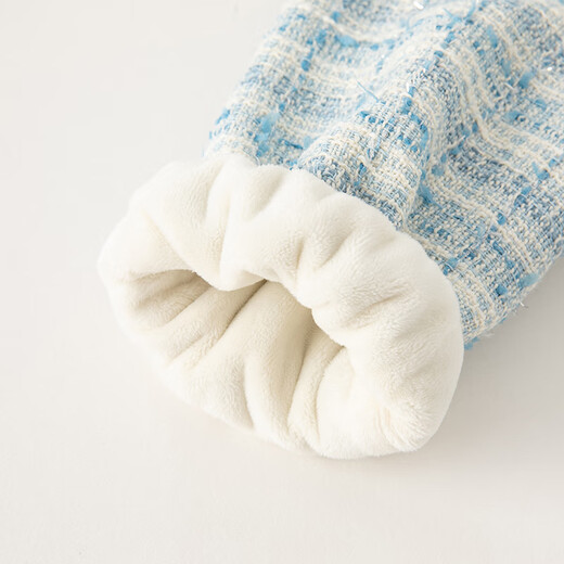 DAVE&BELLA children's dress plus velvet girl princess dress small fragrant baby dress autumn and winter new children's dress toddler clothes gray blue ready stock 100 cm (recommended height 90-100cm)