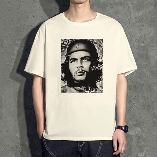 RAFT-Kern ehemaliger sowjetischer T-Shirt geschnitten Guevara periphere kurzärmelige Kleidung Sommer T-Shirt Herren Tee Blume Schöne Weiße D4882 Schnitt Guevara M (110-130) Jin [Jin gleich 0,5 kg]