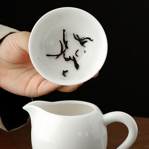 Jingdezhen (jdz) Jingdezhen tea set Yueshun white porcelain beauty fair cup tea filter set mutton fat jade porcelain household tea making tea set fair cup 240ml ingot all-porcelain tea drain set