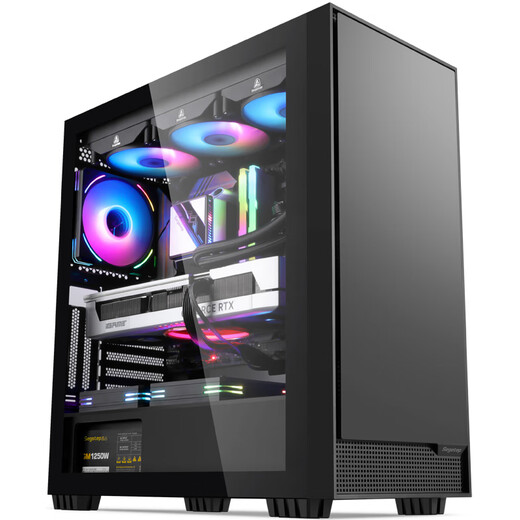 鑫谷（segotep）兰博360千变版（黑色）机箱 E-ATX位双面钢化玻璃侧透 顶置360水冷位 台式游戏电脑主机箱