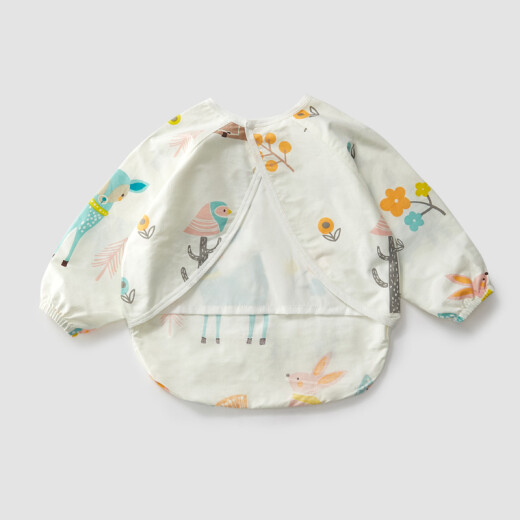 WELLBER baby eating smock, infant bib, children's waterproof painting reverse clothing, forest animal style 120/60