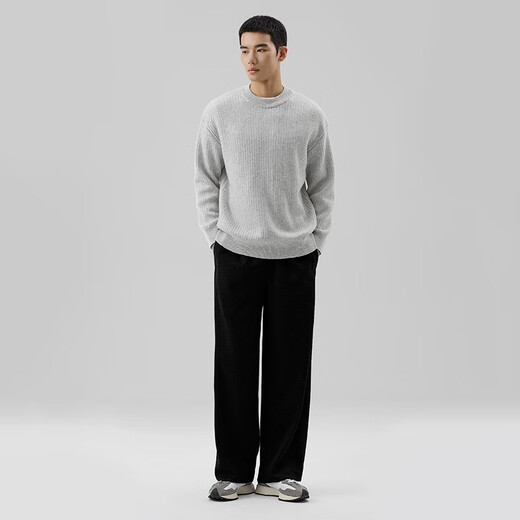 Pantalones casuales de mierda para hombres de otoño e invierno versátil colgando sueltos cómodos pantalones rectos de pierna ancha 4873 negros l