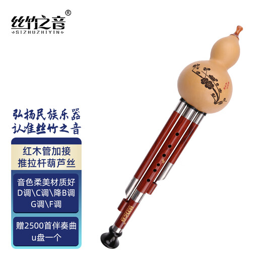 丝竹之音葫芦丝红木管加接推拉杆云南民族吹奏乐器成人专业演奏型葫芦丝 降B调