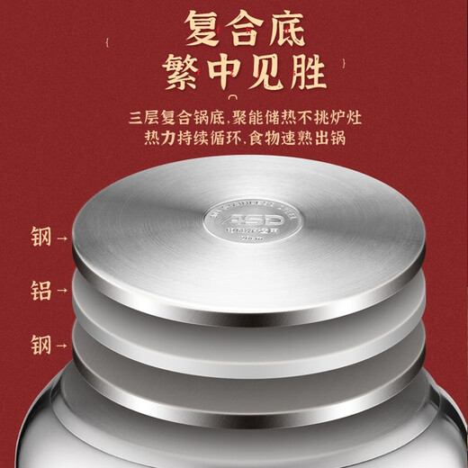 Aistar Steamer 304 stainless steel double-layer household kitchen steamer, steamer, soup pot, steamer, steamer, gas induction universal, high-arch visible half-glass cover steamer, 2 layers, 28cm