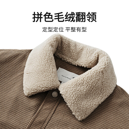 Dances with Wolves velvet jacket men's autumn and winter lapel plaid lamb wool thick jacket men 701 khaki 180