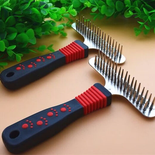 Jiajiemei Dog Comb Golden Retriever Teddy Combing Artifact Pet Dog Hair Brush Bath Brush Large Dog Hair Removal Comb Double Row Needle Comb (No Gifts)