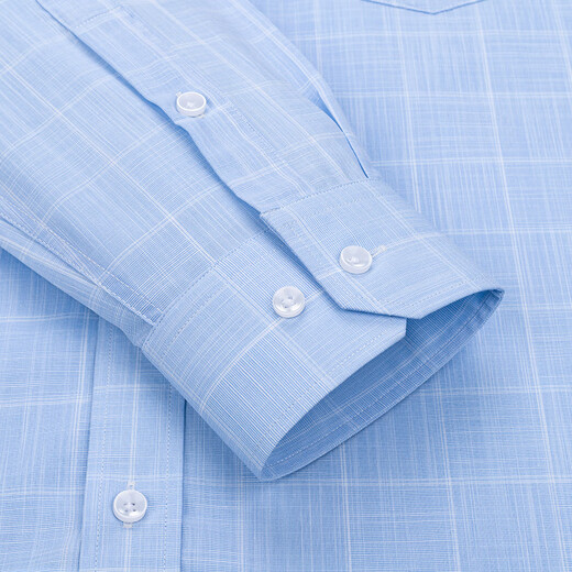 Shanshan (FIRS) long-sleeved shirt men's plaid casual shirt young and middle-aged business formal wear-free shirt 2004 blue 39