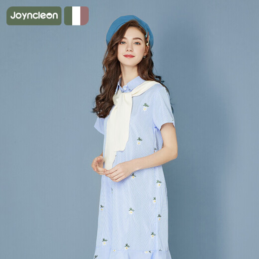 JOYNCLEON maternity summer mid-length dress fashionable outing loose maternity dress summer short-sleeved skirt Jwc2221 sky blue L [recommended 115-125Jin [Jin equals 0.5 kg]]