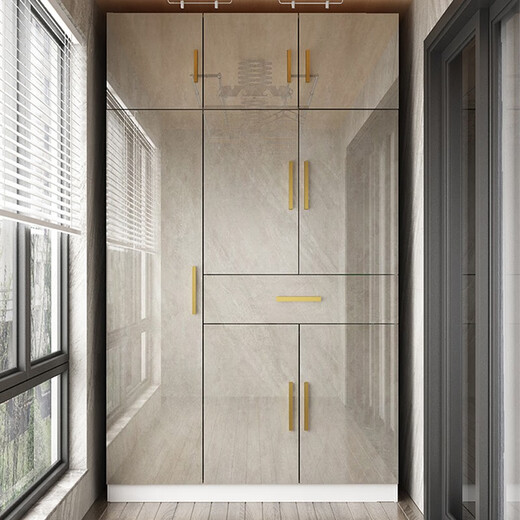 Huang Yusen Balcony Cabinet Balcony Storage Cabinet Balcony Storage Cabinet Integrated Wall Modern Simple Customized Cabinet Storage Cabinet Ordinary Flat Door Customized Price Change Special (Consult Customer Service for Details)