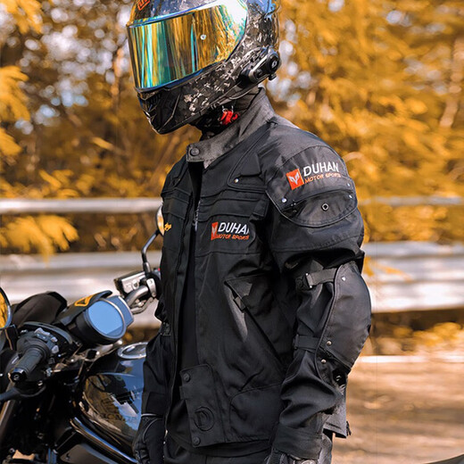 Duhan (DUHAN) motorcycle riding suit men's four-season anti-fall motorcycle suit off-road racing suit rider pants D-020 black top XL