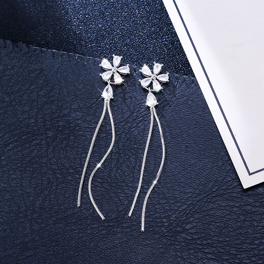 Sangma tassel sterling silver earrings for women, high-end earrings, silver earrings, earrings, earrings, Chinese Valentine's Day gift for girlfriend, flower tassel silver earrings + exquisite gift box