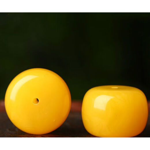 Moshe natural amber beeswax old-style barrel beads single beads round beads small bagels cake loose beads accessories 12x10mm chicken fat yellow each