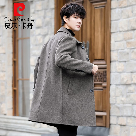 
Pier Cardin double-sided Nick Coat Men's Wool Wool Jacket Trench Coat Medium-length Winter Thickened Wool Nick British Style Black XL 180