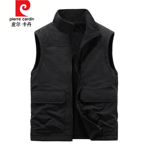 Pierre Cardin vest autumn and winter outdoor men's double-sided velvet thickened multi-pocket casual and fashionable dad style vest workwear Khaki 8770 short velvet double-sided autumn and winter style M 80-110Jin Jin is equal to 0.5 kg