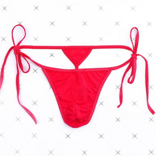 
Sexy men's underwear straps soft ice silk thong transparent U revealing hips low waist sex T-trousers fat and thin wearable sex underwear blue straps (not limited to waist)