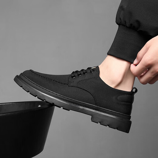 LVBINGO summer new soft-soled casual shoes men's breathable business canvas shoes men's versatile lace-up men's youth shoes men 5187 42