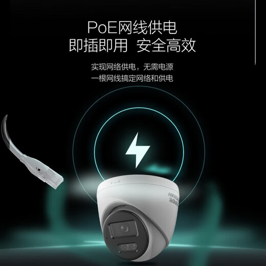 海康威视摄像头400万POE供电半球高清录音全彩夜视智能补光室内外IP66防尘防水监控器 【POE供电400万】2CD1345V2-LA 2.8mm焦距