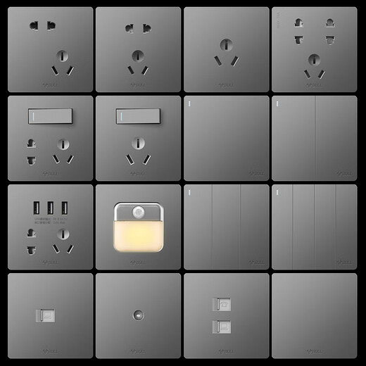 
Bull G12 Starry Sky Gray Switch Socket Panel Whole House Set Five-hole Socket with Switch 86 Type One Open Five-hole Double Control One Open Five-hole