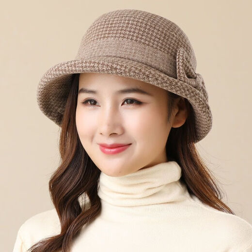 Mo Zilan middle-aged and elderly women's autumn and autumn mother's woolen hat thickened grandma hat spring and autumn style khaki one size
