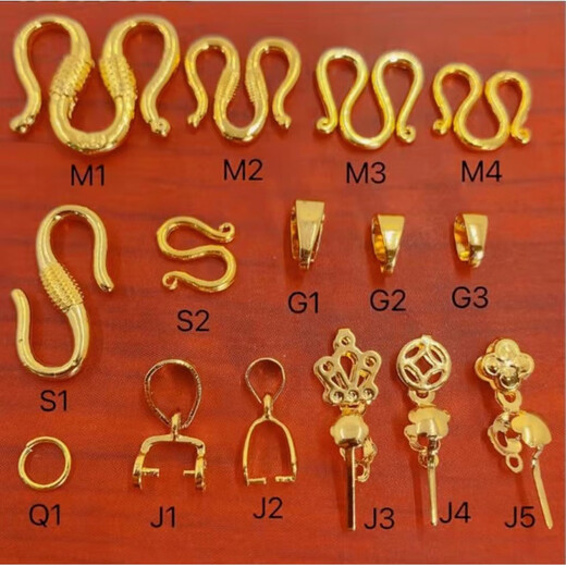 Zhenbin 18k gold necklace universal buckle button connector bracelet buckle pendant gold buckle head accessories connector buckle high quality extra large W buckle