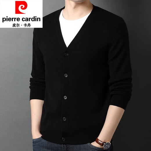 Pierre Cardin Strickjacke für Herren, V-Ausschnitt, Pullover, Frühling und Herbst, einfarbig, lässige Wolljacke, dicke Außenfäden, Kleidung, Mode, GRYH012, Kamel, M 165