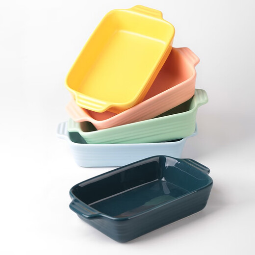 Plazotta seit 1893 Germany ceramic baking pan cheese baked rice plate microwave oven oven tableware baking bowl household baking plate bright-rectangular-dark blue