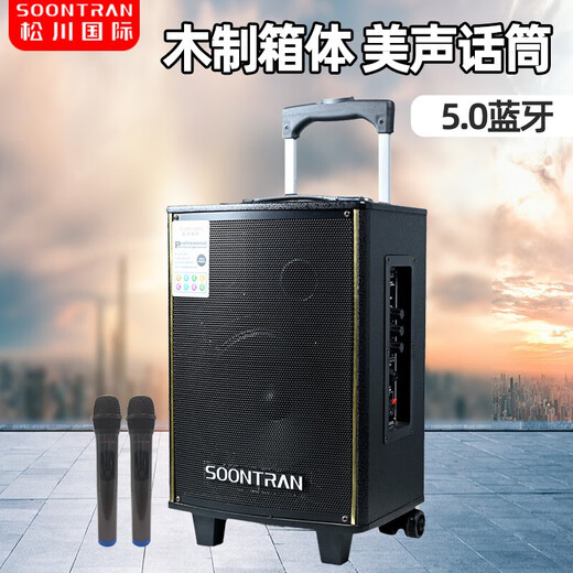 Songchuan International SA1 outdoor audio square dance high-power high-volume wooden mobile portable trolley Bluetooth subwoofer karaoke speaker with microphone store stall selling amplification SA1-10 inch square dance speaker + 1 wireless microphone