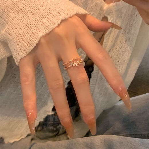 He Niang rose gold super fairy butterfly ring for women ins niche design light luxury exquisite ring opening trend rose gold butterfly ring