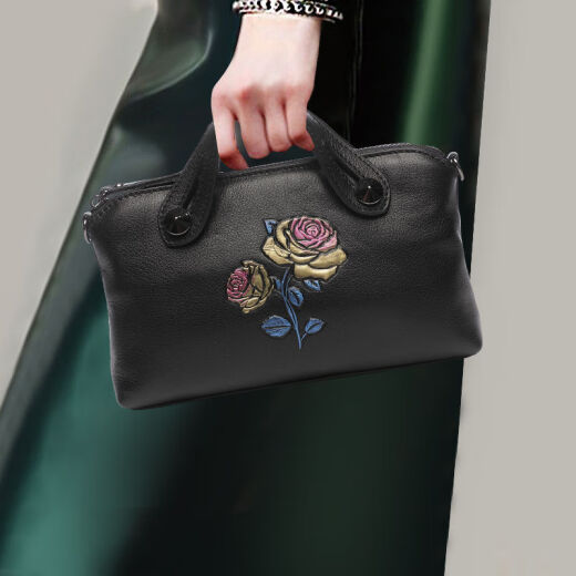 Multifunctional Genuine Leather Clutch Women's New 2020 Fashion Soft Cowhide Handbag Temperament Socialite Casual Handbag Golden Rose
