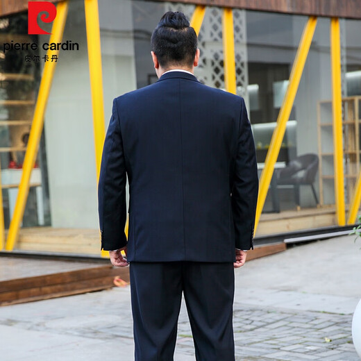 Pierre Cardin plus size suit for men plus fat plus size fat suit suit for men casual loose coat groom wedding dress black suit top + shirt + pants with tie 6XL 205 size - (225-240Jin Jin is equal to 0.5 kg)