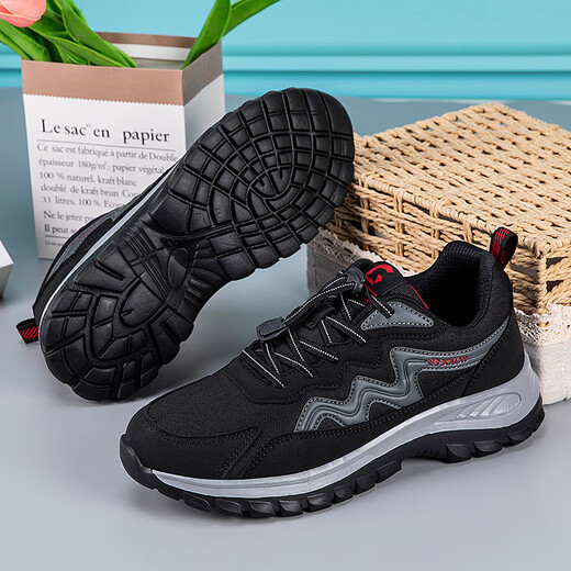 
WVNE elderly sports shoes for spring and autumn middle-aged and elderly walking shoes for men, anti-slip soft sole old Beijing cloth shoes for men, dad shoes 9207 black men 42