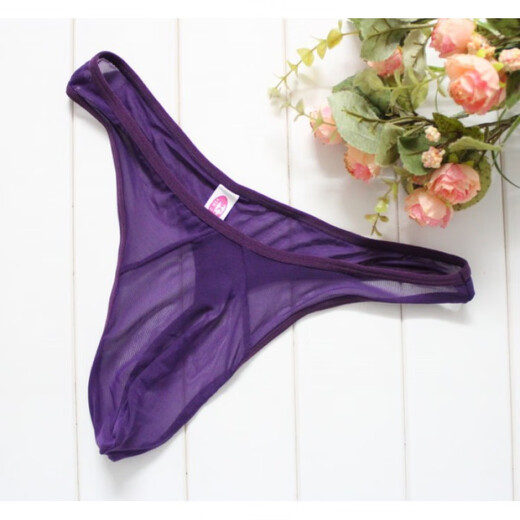 Adult Beauty Private Shipping Transparent Sexy Men's Thongs Mesh Low-Waist Temptation Underwear T-Pants for Adults Three Packs Remember to Remark Color One Size