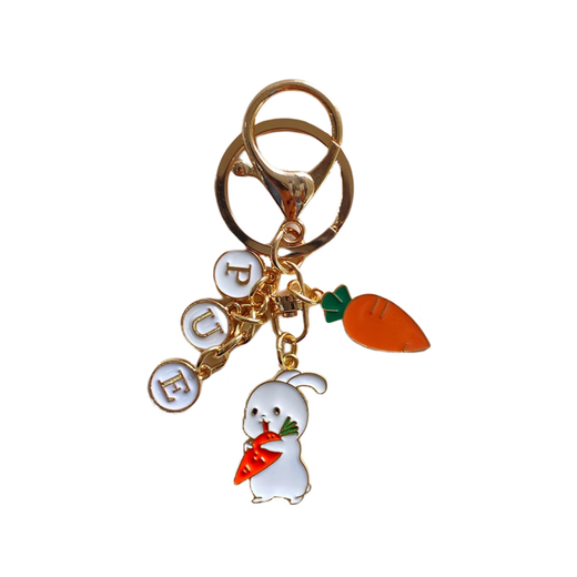 SunToMoon Holding Rabbit Cute Alloy Accessories Creative Girl Heart Keychain Cartoon AirPods School Bag Pendant Letters - Stand Rabbit