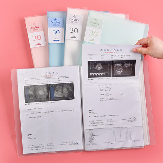 Dile A4 / 40 Page Folder Information Book Multi-coucheer A4 INSERT Fichier Fichier Transparent Musique Score Boîte de stockage Classification Test Papier Papier de grossesse Fichier de dossiers de dossier 12140 Rose clair