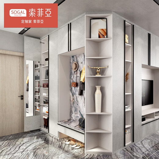 Sofia Custom Wardrobe Home Series Entry Cabinet Storage Hall Cabinet Porch Cabinet Wooden Storage Cabinet Tumble Cloak Cabinet Customized Gold