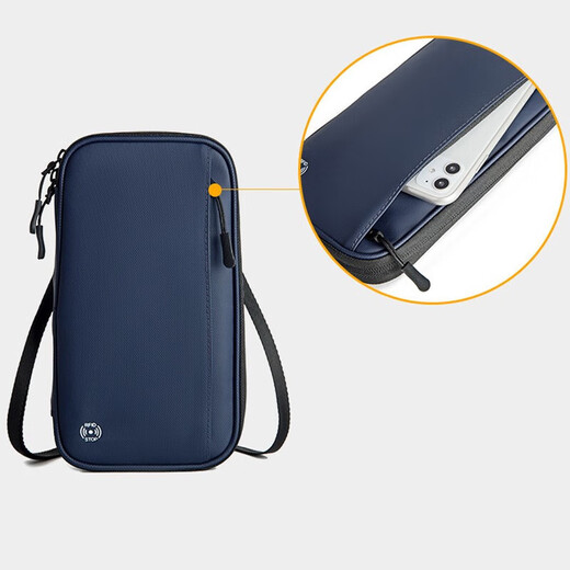 
He Jiagong travel passport bag rfid anti-theft brush multi-function passport clip overseas study large capacity storage slant royal blue