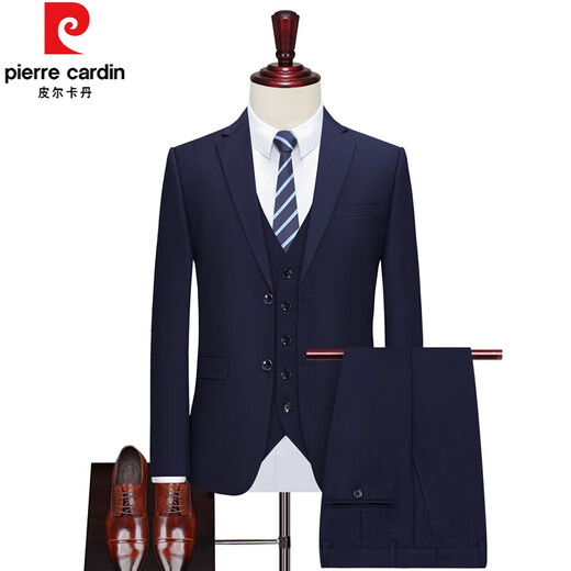 Pierre Cardin plus size suit for men plus fat plus size fat suit suit for men casual loose coat groom wedding dress black suit top + shirt + pants with tie 6XL 205 size - (225-240Jin Jin is equal to 0.5 kg)