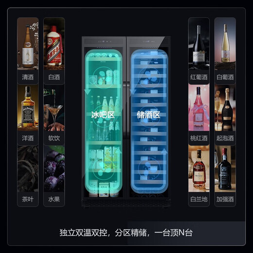 Xinchao (SICAO) Consultation Double-door thermostatic red wine cabinet for home recessed dual-temperature wine cabinet ice bar air-cooled frost-free electronic temperature control wine liquor tea fruit refrigeration 260 260C ice bar + ice bar dual temperature dual control 1.76 meters 512L