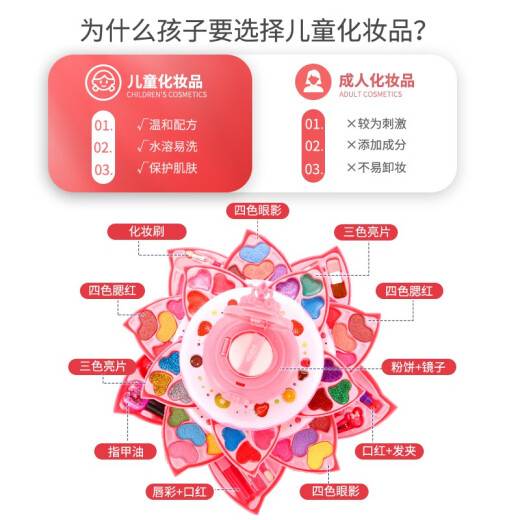 亲子部落儿童化妆品玩具真实化妆盒套装彩妆化妆包过家家玩具女孩6岁礼物 热气球美妆盒【22配件】