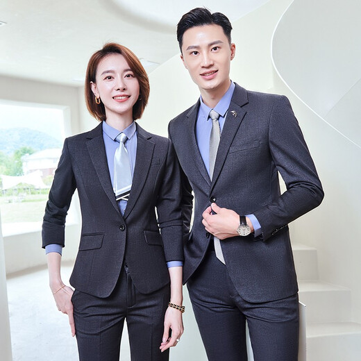 Lidu Yichen Professional suit Spring and Autumn Men's and Women's Outer Suit Workwear 698 Dark Blue Men's Suit + Men's Pants 2XL
