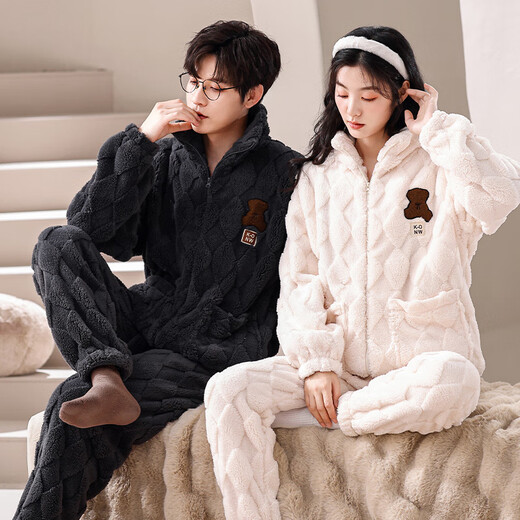 Sweet Orange Paar Pyjamas für Winter Männer und Frauen sowie samt verdickte niedliche Cartoon Koralle Velvet Pyjamas Strickjacken Hauskleidung kann außerhalb von BC6626 Paare getragen werden