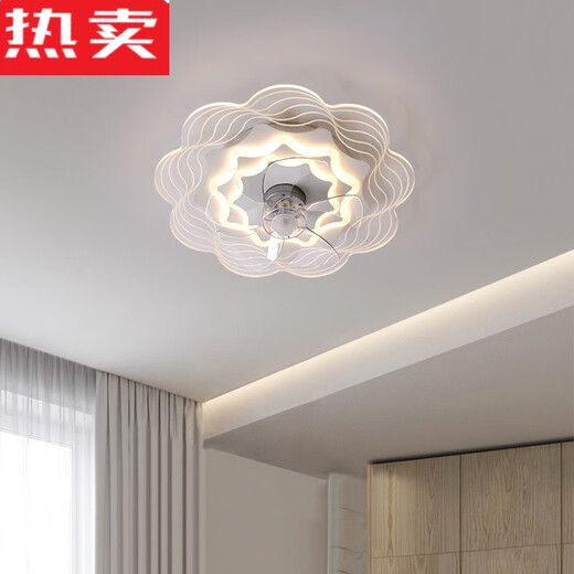 德国进口品质吸顶卧室风扇灯餐厅吊扇灯现代客厅薄简约电扇灯智能 6628咖色款遥控调光调色+手机AP